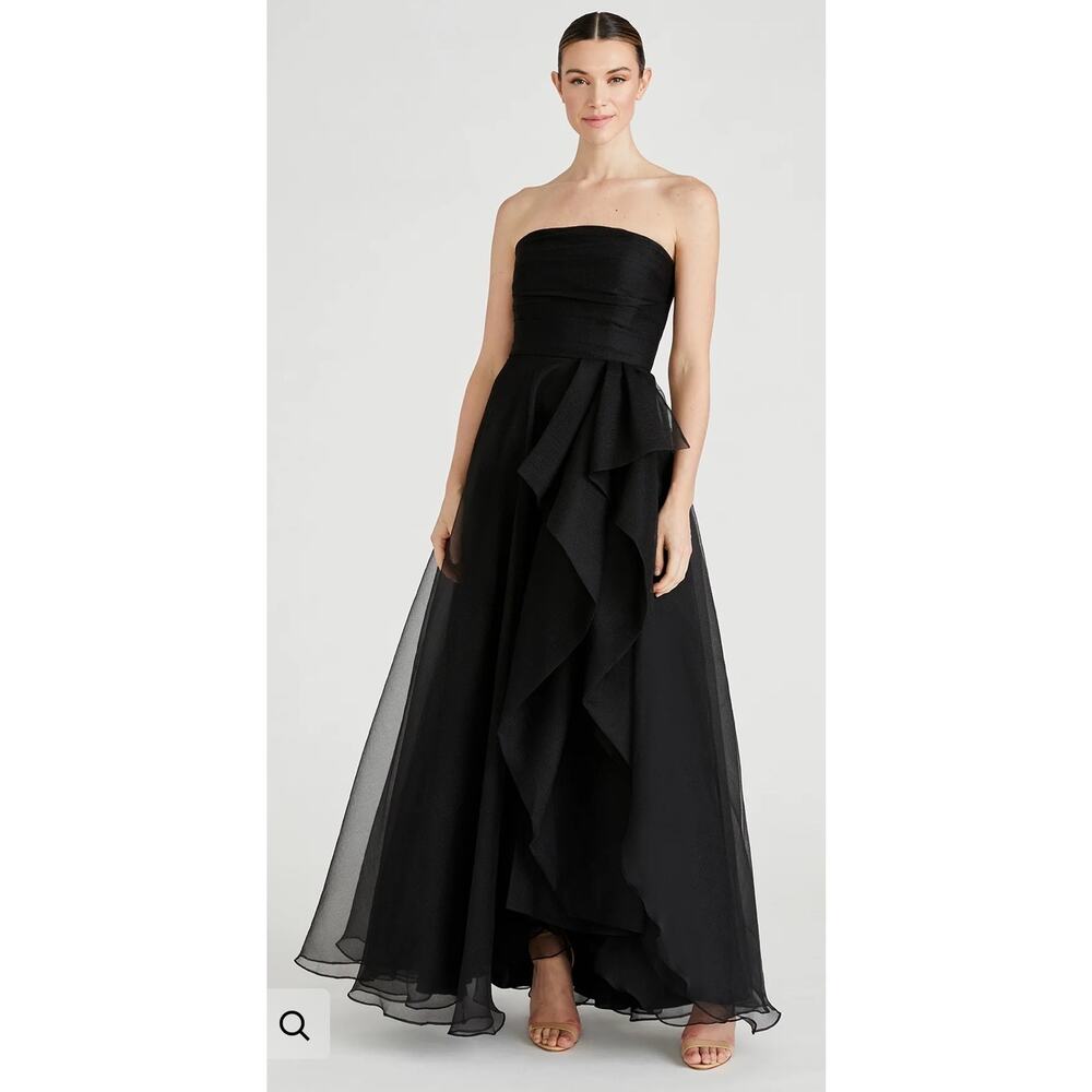 Theia Elegant Black Strapless Dress